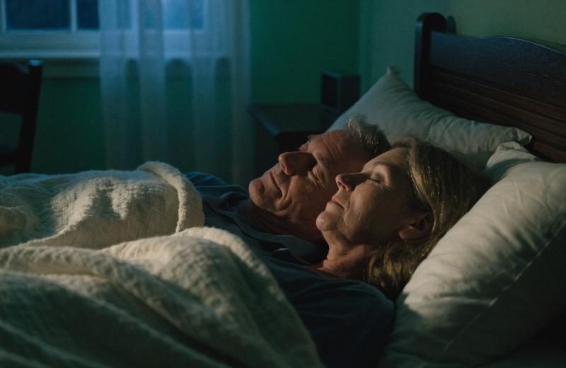 A couple asleep in bed, calm and rested